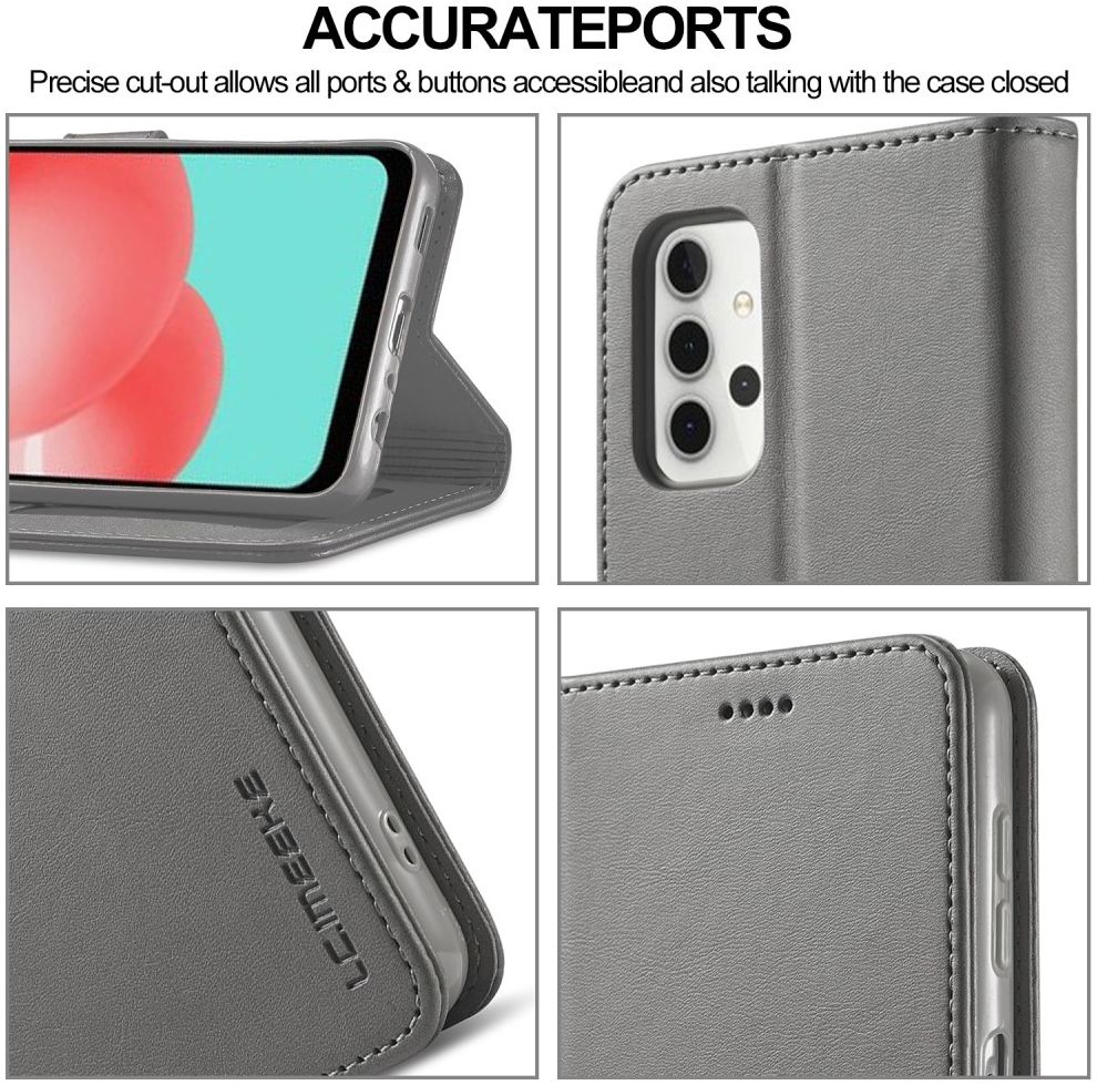 LC.IMEEKE Samsung Galaxy A32 4G Hoesje Portemonnee Book Case Grijs afbeelding 6