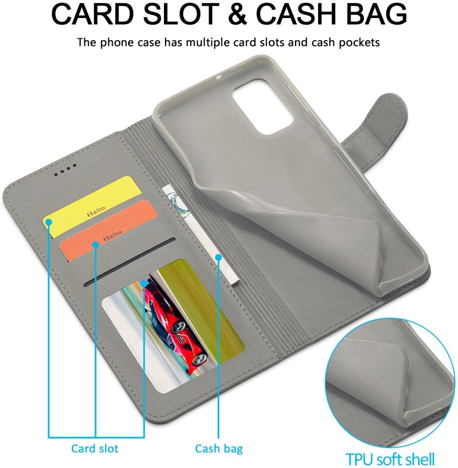 LC.IMEEKE Samsung Galaxy A32 4G Hoesje Portemonnee Book Case Grijs afbeelding 9
