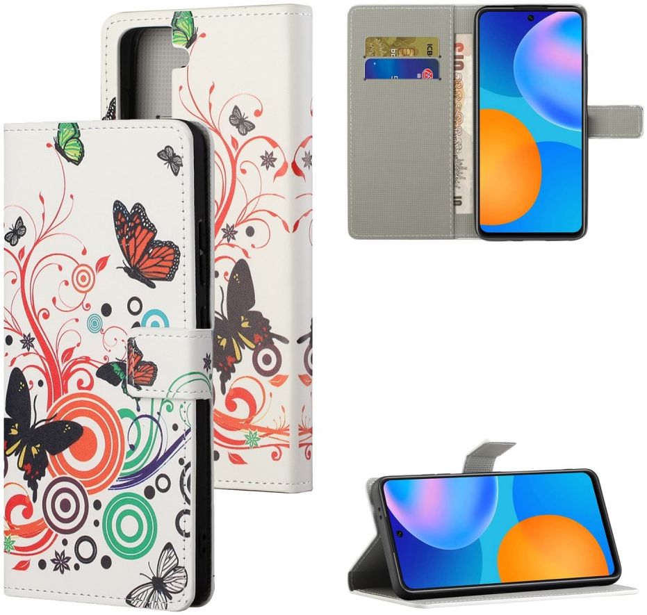 Samsung Galaxy S21 FE Hoesje Portemonnee Butterfly Print afbeelding 6
