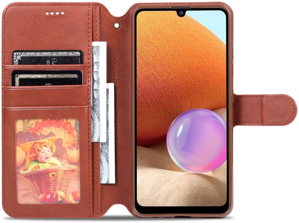 AZNS Samsung Galaxy A32 4G Hoesje Wallet Book Case Kunstleer Bruin afbeelding 3