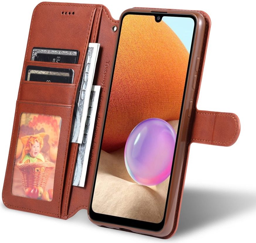 AZNS Samsung Galaxy A32 4G Hoesje Wallet Book Case Kunstleer Bruin afbeelding 12