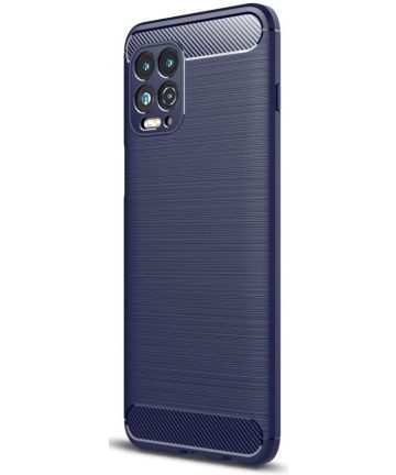 Motorola Edge S / Moto G100 Hoesje Dun TPU Carbon Fiber Blauw Hoesjes