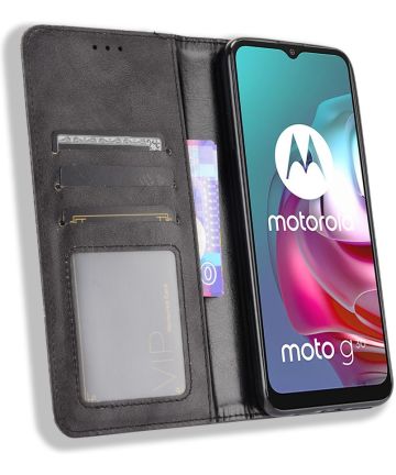 Motorola Moto G10/G20/G30 Hoesje Vintage Portemonnee Book Case Zwart Hoesjes