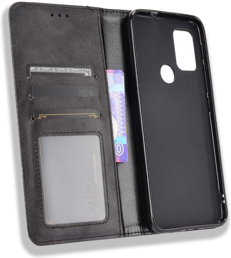 Motorola Moto G10/G20/G30 Hoesje Vintage Portemonnee Book Case Zwart afbeelding 7