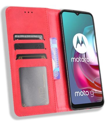 Motorola Moto G10/G20/G30 Hoesje Vintage Portemonnee Book Case Rood Hoesjes
