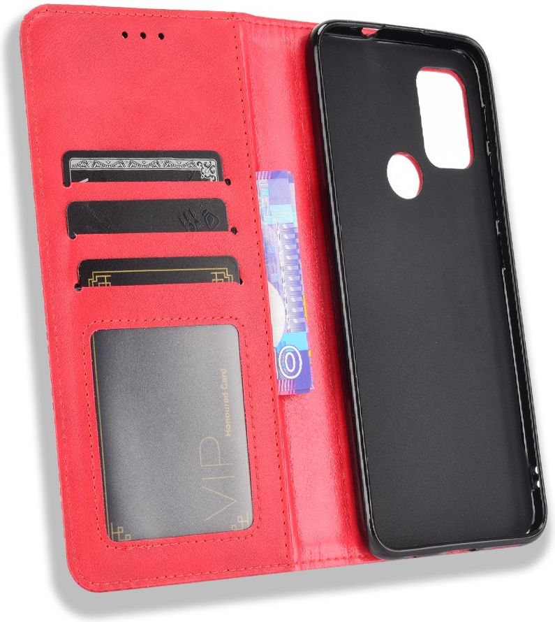 Motorola Moto G10/G20/G30 Hoesje Vintage Portemonnee Book Case Rood afbeelding 8