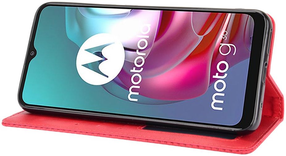 Motorola Moto G10/G20/G30 Hoesje Vintage Portemonnee Book Case Rood afbeelding 5