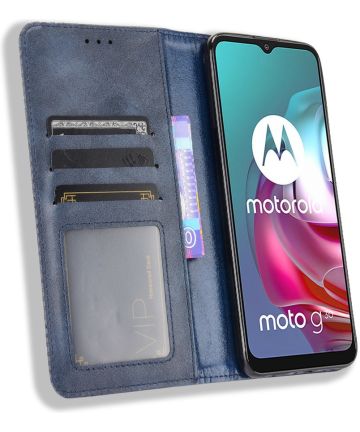 Motorola Moto G10/G20/G30 Hoesje Vintage Portemonnee Book Case Blauw Hoesjes