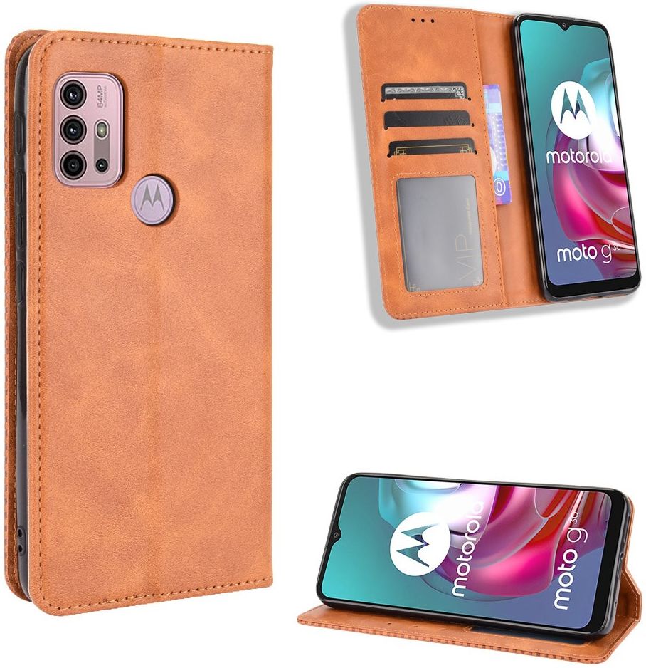 Motorola Moto G10/G20/G30 Hoesje Vintage Portemonnee Book Case Bruin afbeelding 11