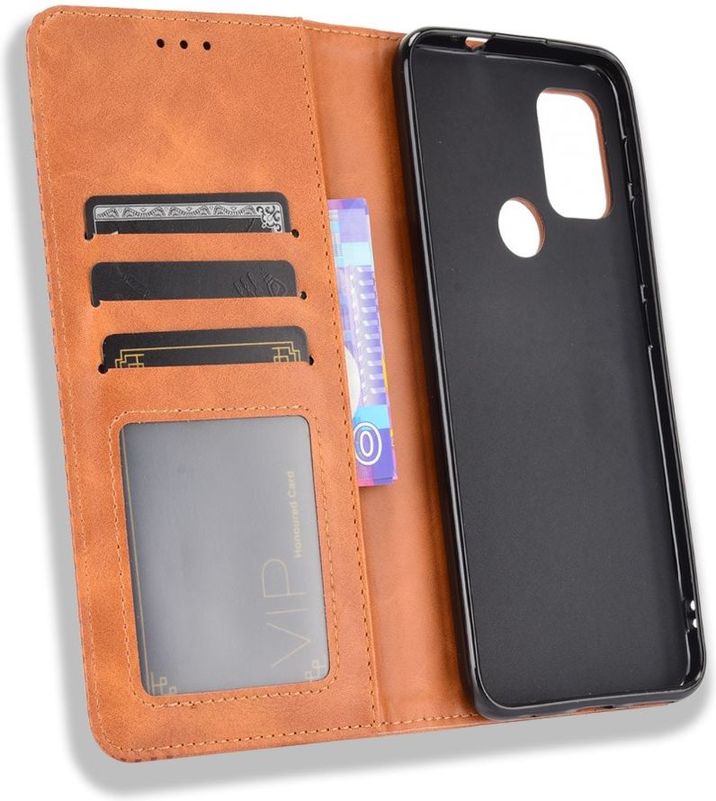 Motorola Moto G10/G20/G30 Hoesje Vintage Portemonnee Book Case Bruin afbeelding 10