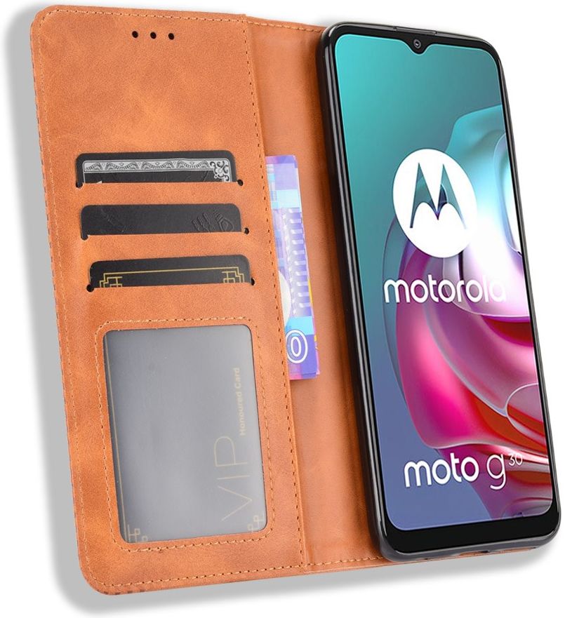 Motorola Moto G10/G20/G30 Hoesje Vintage Portemonnee Book Case Bruin afbeelding 1
