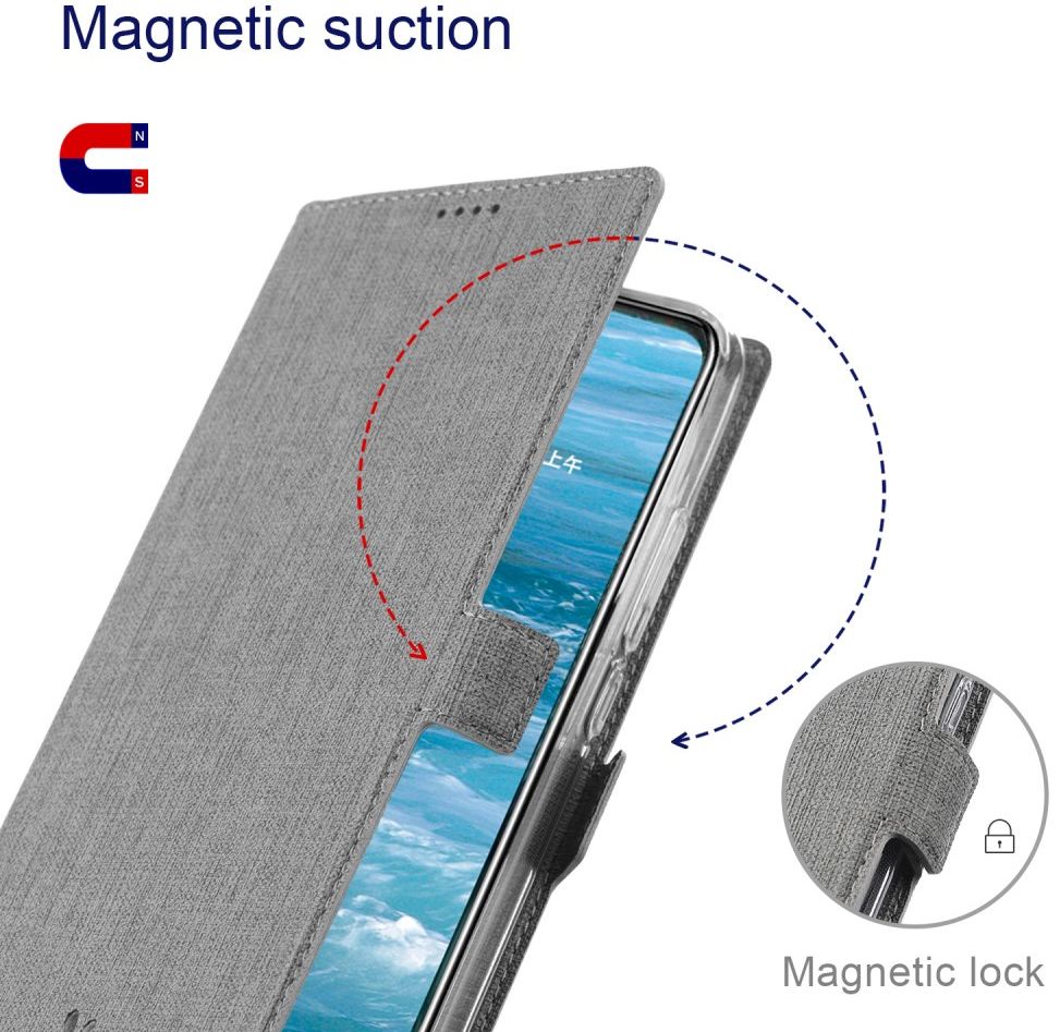 Motorola Moto G10 / G20 / G30 Hoesje Portemonnee Book Case Grijs afbeelding 5