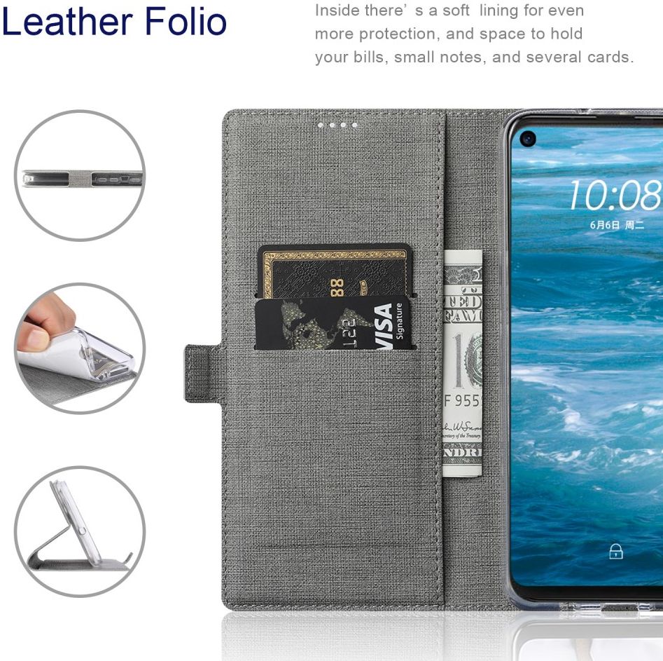 Motorola Moto G10 / G20 / G30 Hoesje Portemonnee Book Case Grijs afbeelding 6