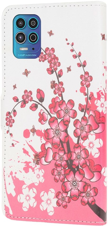Motorola Moto G100 Hoesje Wallet Book Case met Bloesem Print afbeelding 2