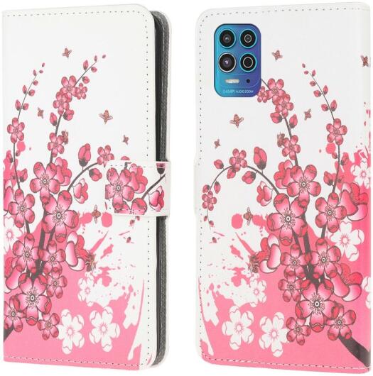 Motorola Moto G100 Hoesje Wallet Book Case met Bloesem Print afbeelding 1