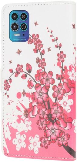 Motorola Moto G100 Hoesje Wallet Book Case met Bloesem Print afbeelding 2