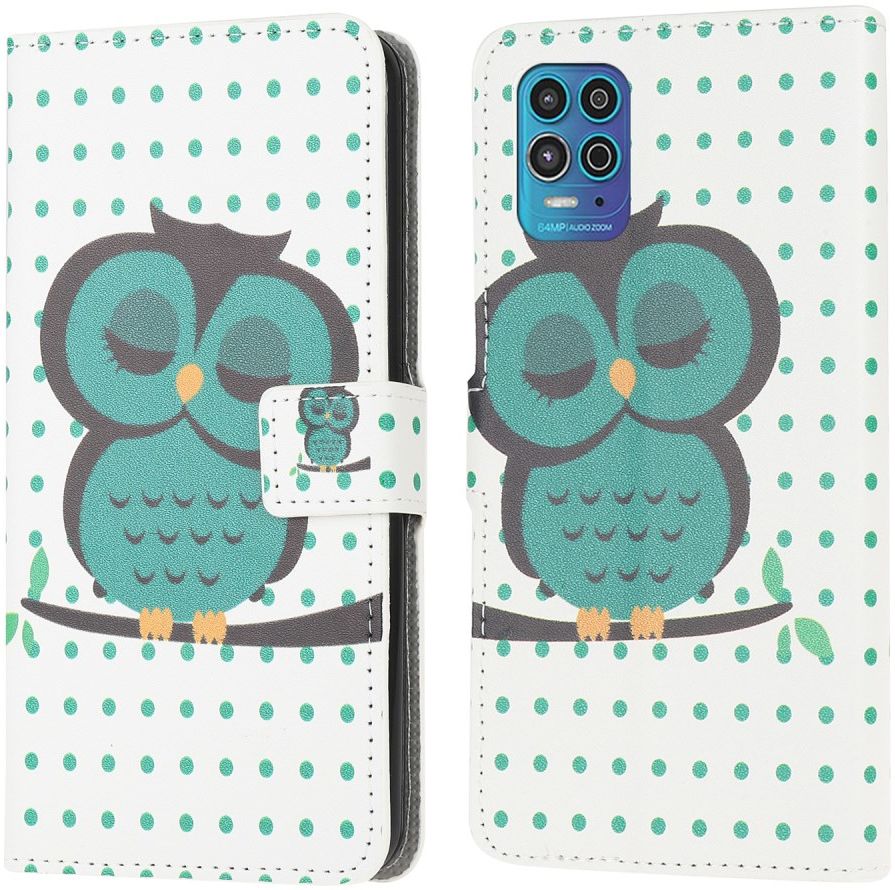 Motorola Moto G100 Hoesje Wallet Book Case met Uil Print afbeelding 5