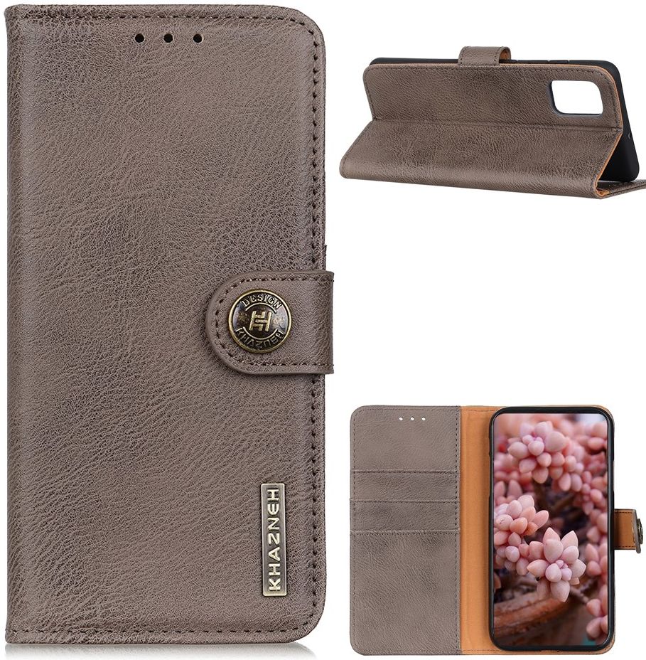 KHAZNEH Xiaomi Redmi 9T Hoesje Retro Wallet Book Case Grijs afbeelding 5