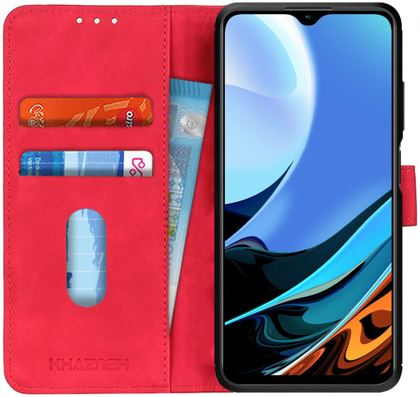 KHAZNEH Xiaomi Redmi 9T Hoesje Retro Portemonnee Rood afbeelding 1