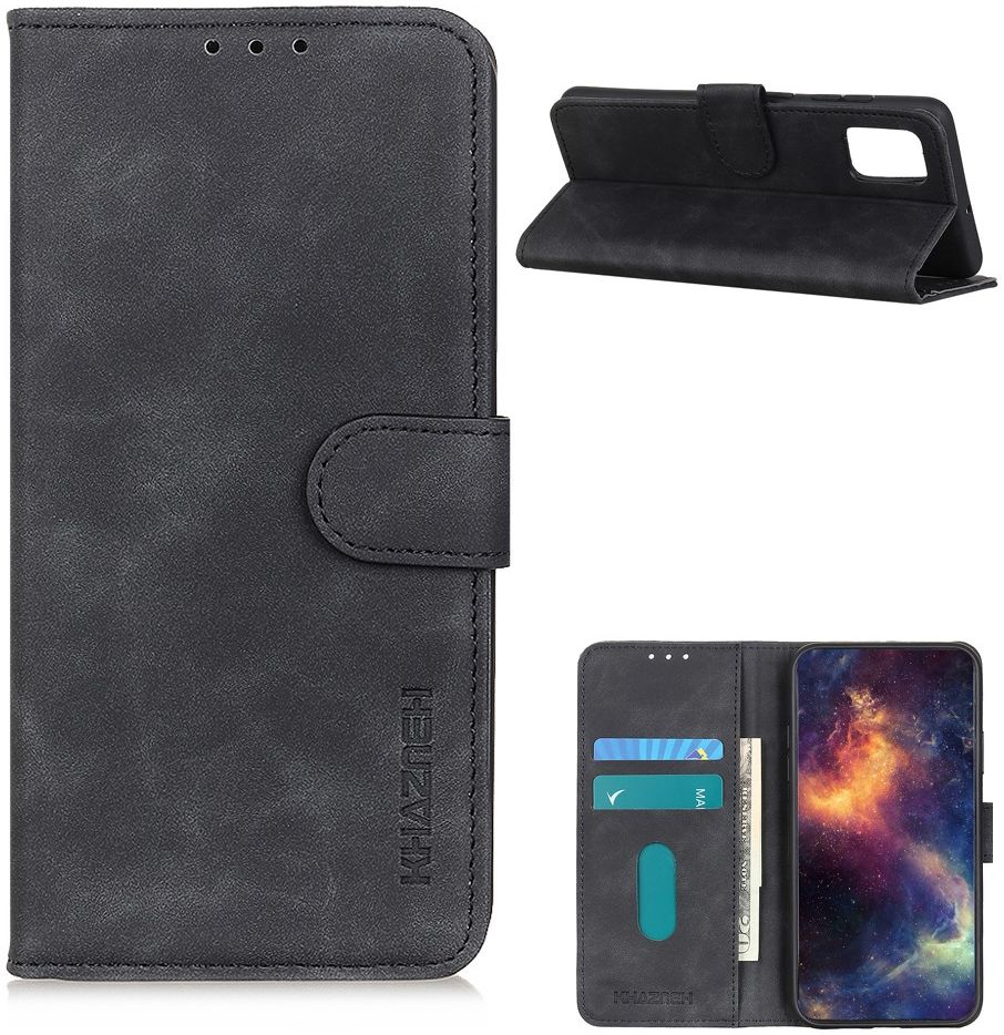 KHAZNEH Xiaomi Redmi 9T Hoesje Retro Wallet Book Case Zwart afbeelding 5