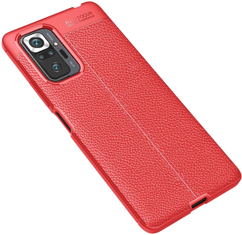 Xiaomi Redmi Note 10 Pro Litchi Hoesje TPU met Leren Textuur Rood afbeelding 2