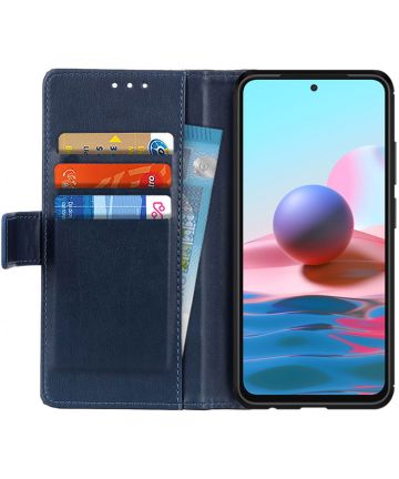 Xiaomi Redmi Note 10 / 10S Hoesje Wallet Book Case Kunstleer Blauw Hoesjes
