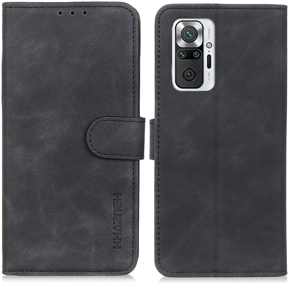 KHAZNEH Xiaomi Redmi Note 10 Pro Hoesje Retro Wallet Book Case Zwart afbeelding 4