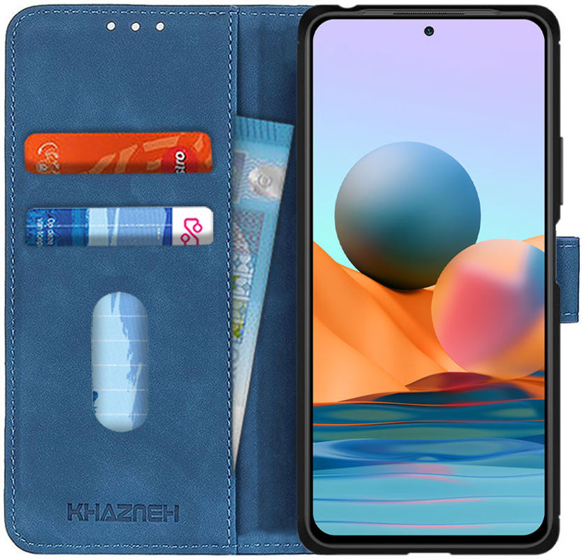 KHAZNEH Xiaomi Redmi Note 10 Pro Hoesje Retro Wallet Book Case Blauw afbeelding 1