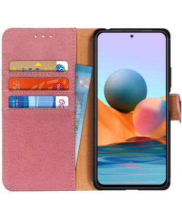 KHAZNEH Xiaomi Redmi Note 10 Pro Hoesje Portemonnee Book Case Roze Hoesjes