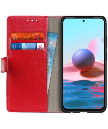 Xiaomi Redmi Note 10 / 10S Hoesje Wallet Book Case met Stand Rood Hoesjes