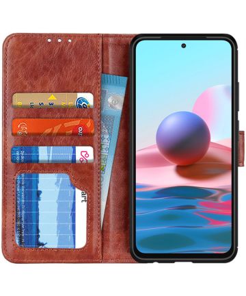 Xiaomi Redmi Note 10 / 10S Hoesje Wallet Book Case Bruin Hoesjes