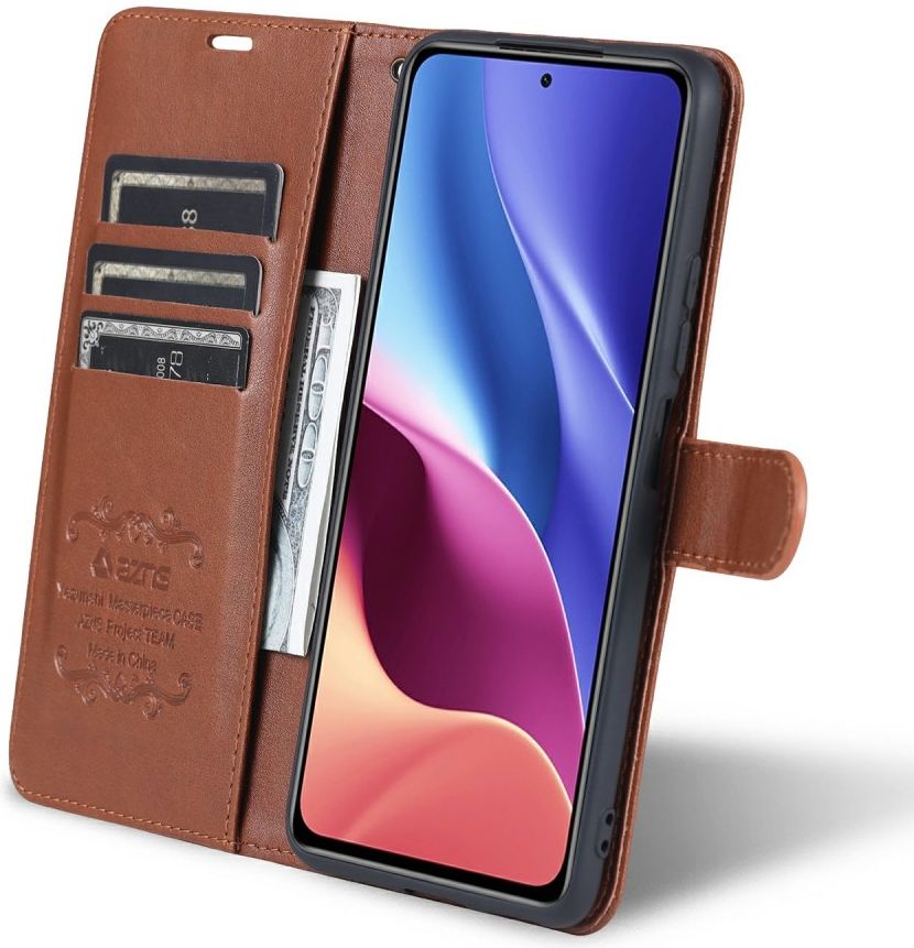 AZNS Xiaomi Poco F3 / Mi 11i Hoesje Wallet Book Case Kunstleer Bruin afbeelding 11