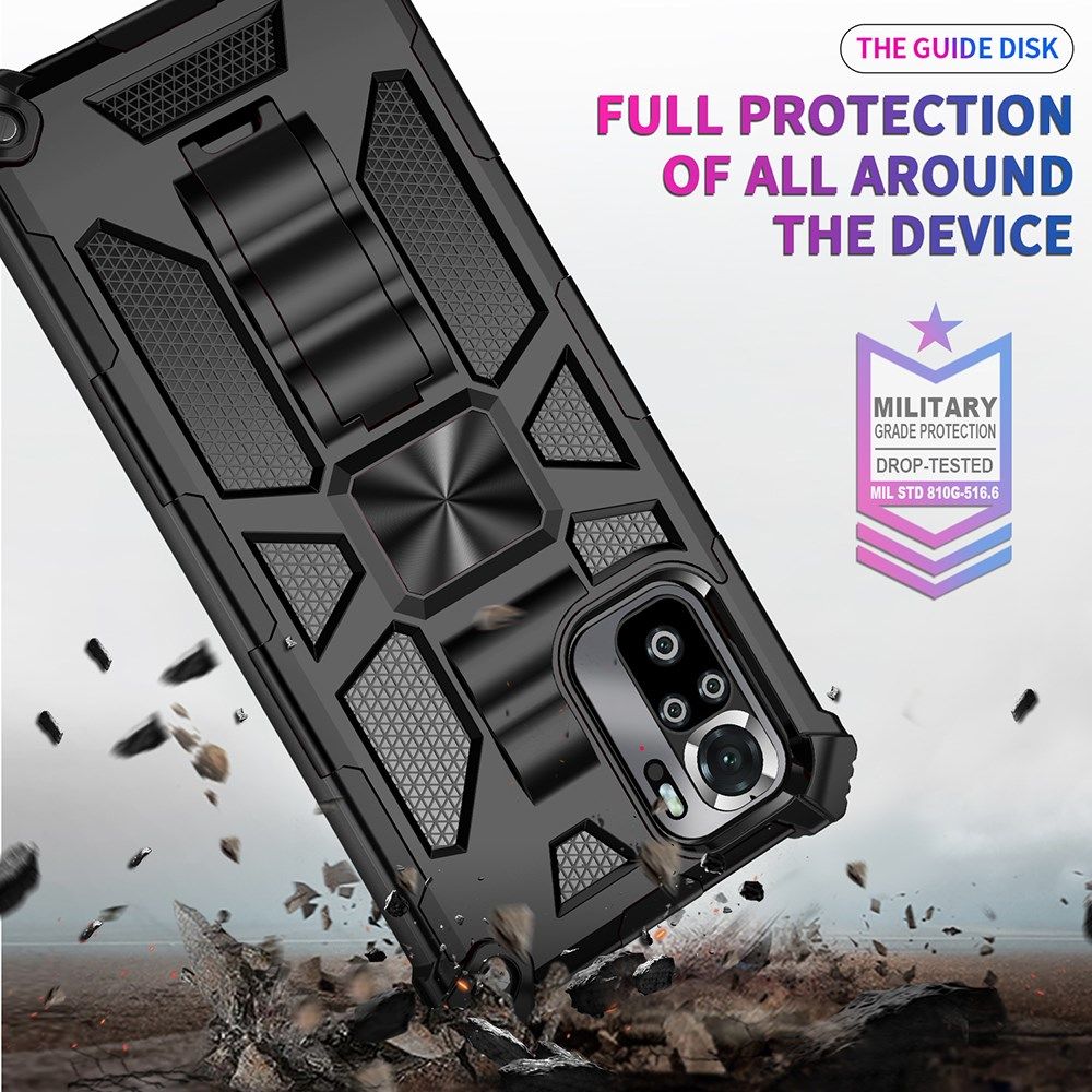 Xiaomi Redmi Note 10 / 10S Hoesje met Metalen Kickstand Zwart afbeelding 5