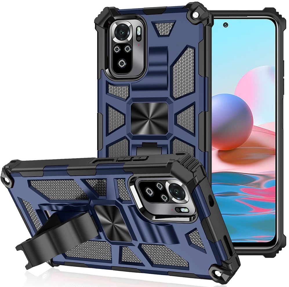 Xiaomi Redmi Poco M5s / Note 10(S) Hoesje met Metalen Kickstand Blauw afbeelding 2