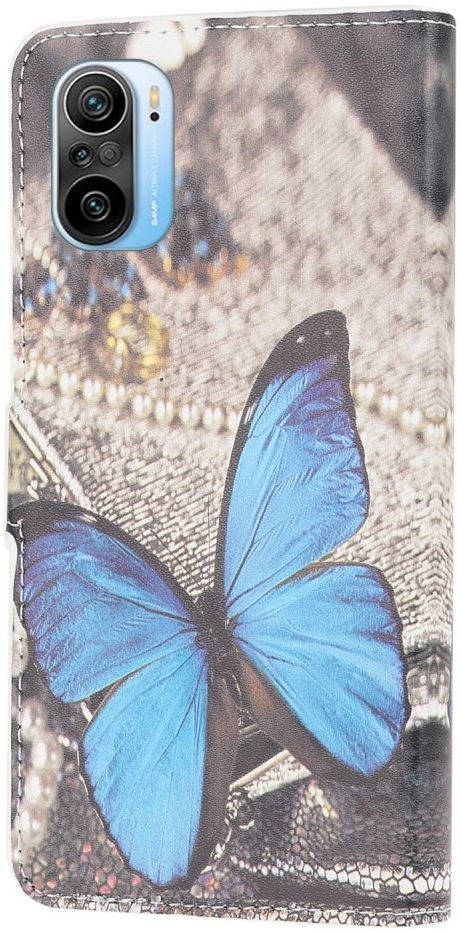 Xiaomi Poco F3 / Mi 11i Hoesje Portemonnee Blauwe Vlinder Print afbeelding 1