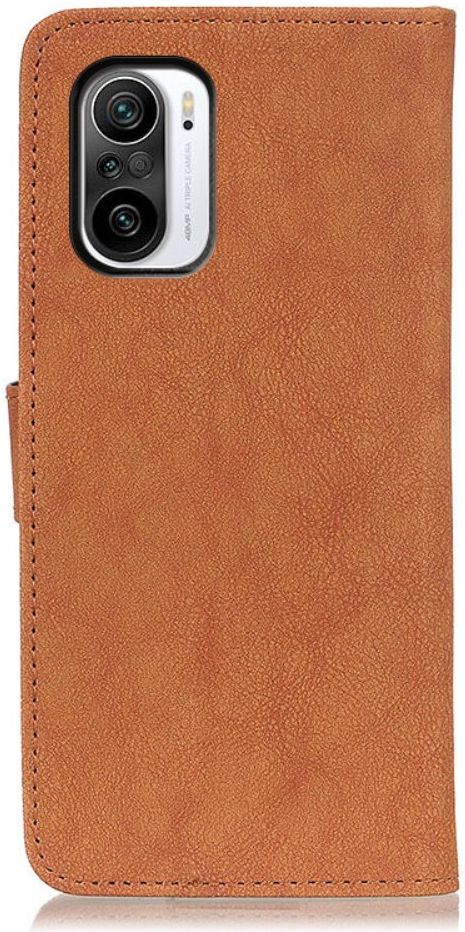 Xiaomi Poco F3 / Mi 11i Hoesje Portemonnee Drukknoop Sluiting Bruin afbeelding 6
