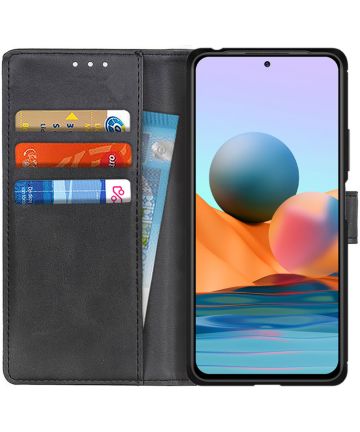 Xiaomi Redmi Note 10 Pro Hoesje Portemonnee Book Case Kunstleer Zwart Hoesjes