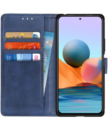 Xiaomi Redmi Note 10 Pro Hoesje Portemonnee Book Case Kunstleer Blauw Hoesjes