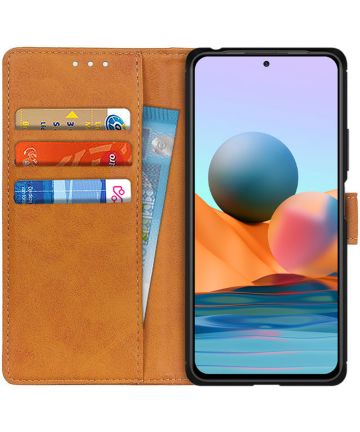 Xiaomi Redmi Note 10 Pro Hoesje Portemonnee Book Case Kunstleer Bruin Hoesjes