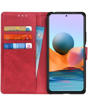 Xiaomi Redmi Note 10 Pro Hoesje Portemonnee Book Case Kunstleer Rood Hoesjes