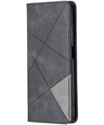Xiaomi Redmi Note 10/10S Hoesje Portemonnee Book Case Geometrie Zwart