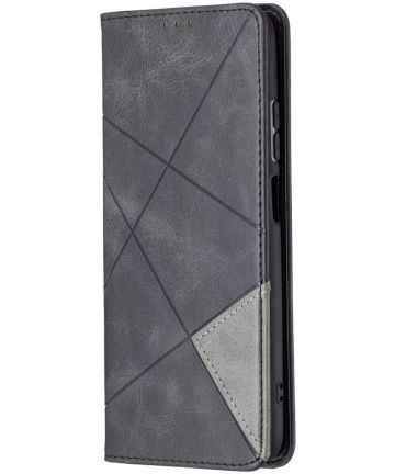 Xiaomi Redmi Note 10/10S Hoesje Portemonnee Book Case Geometrie Zwart Hoesjes