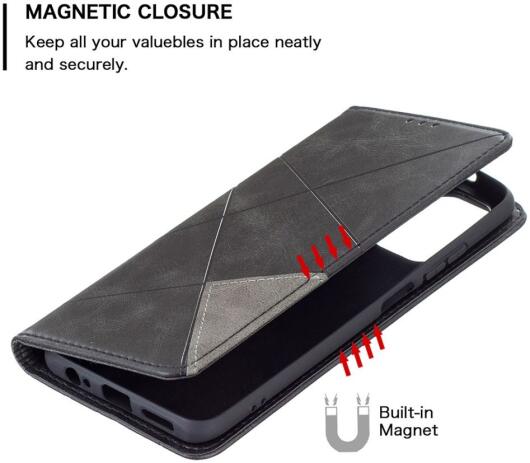 Xiaomi Redmi Poco M5s / Note 10(S) Hoesje Portemonnee Book Case Geometrie Zwart afbeelding 6