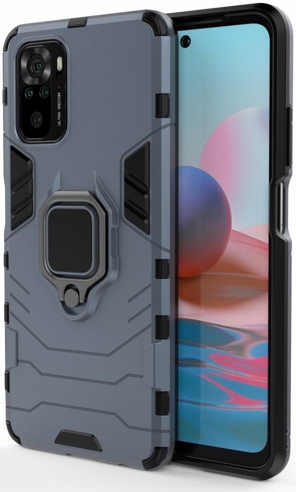 Xiaomi Redmi Note 10/10S Hoesje Hybride Back Cover met Kickstand Blauw afbeelding 3