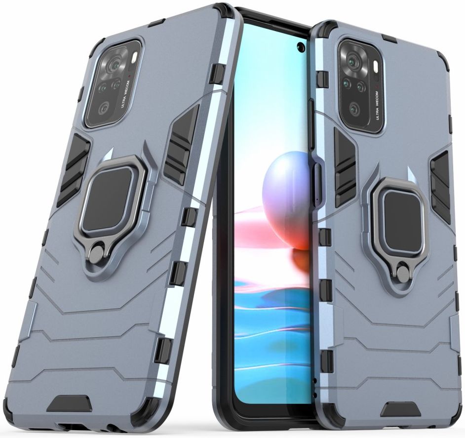 Xiaomi Redmi Note 10/10S Hoesje Hybride Back Cover met Kickstand Blauw afbeelding 1