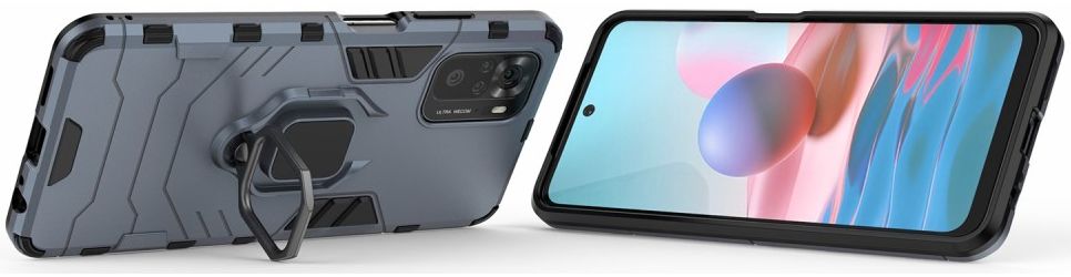 Xiaomi Redmi Note 10/10S Hoesje Hybride Back Cover met Kickstand Blauw afbeelding 2