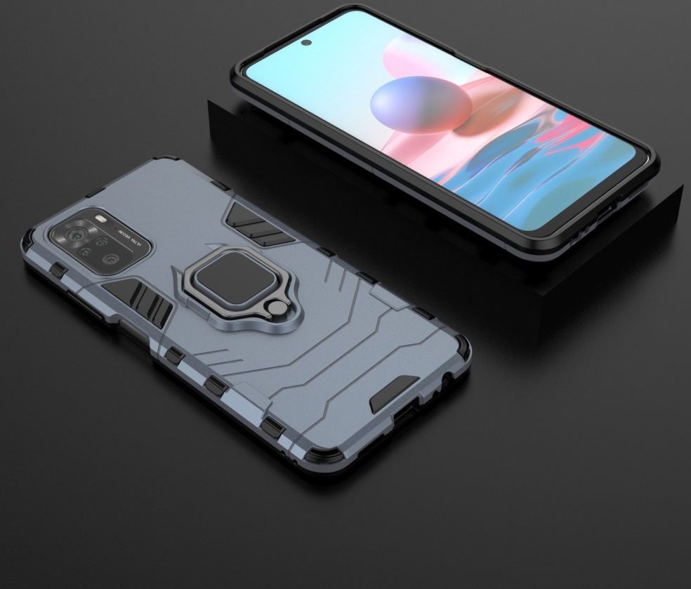 Xiaomi Redmi Note 10/10S Hoesje Hybride Back Cover met Kickstand Blauw afbeelding 4