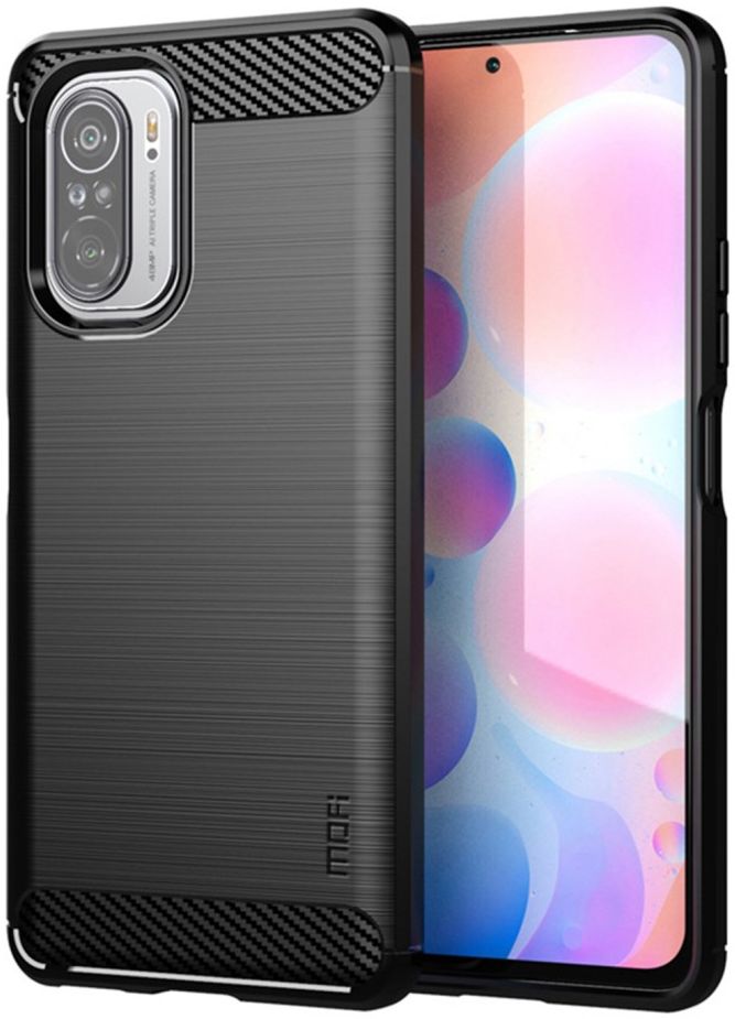 MOFI Xiaomi Poco F3 / Mi 11i Hoesje Geborsteld TPU Back Cover Zwart afbeelding 1