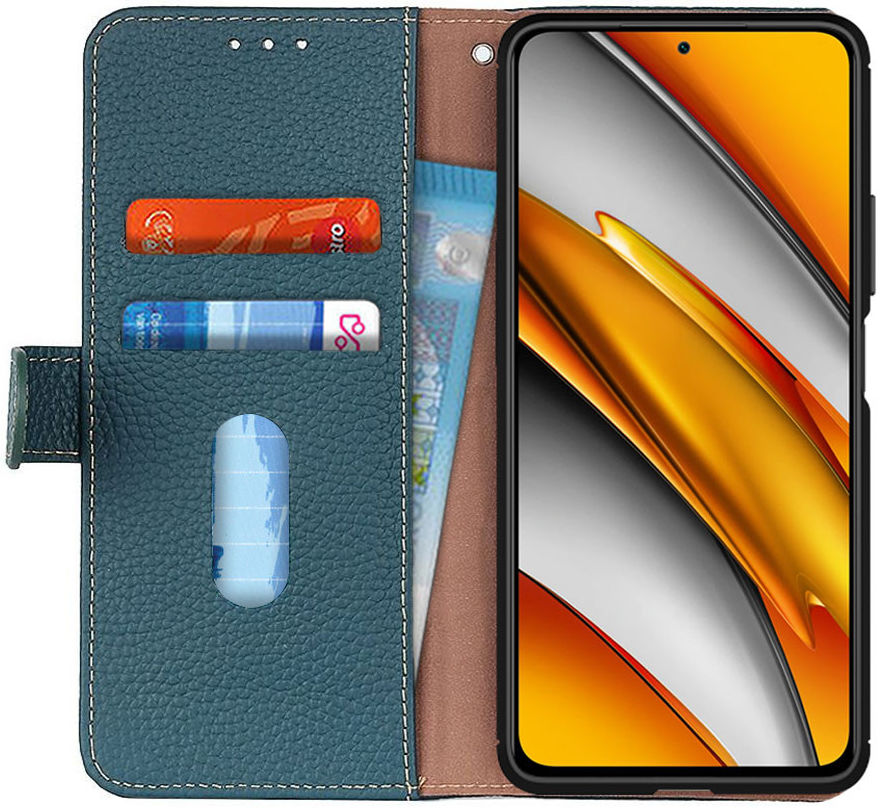 Xiaomi Poco F3 / Mi 11i Hoesje Wallet Book Case Echt Leer Groen afbeelding 1