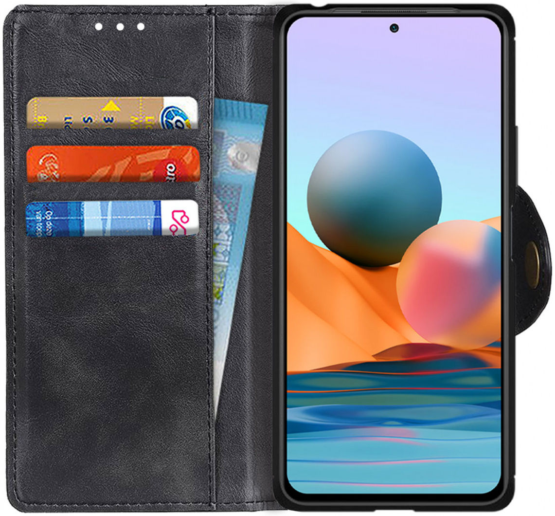 Xiaomi Redmi Note 10 Pro Hoesje Wallet Book Case Kunstleer Zwart afbeelding 1